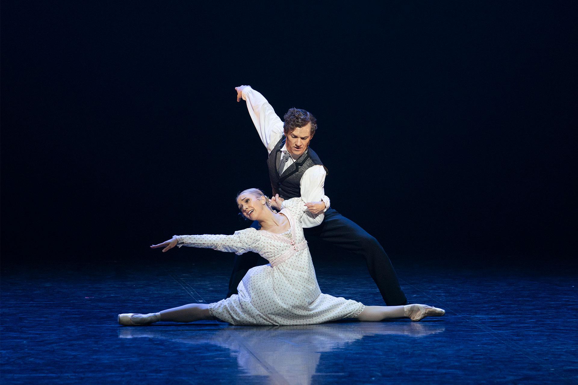 Jonathan Hanks and Antoinette Brooks-Daw perform a duet from A Christmas Carol in Northern Ballet's 50th Anniversary Celebration Gala. Photo Emma Kauldhar