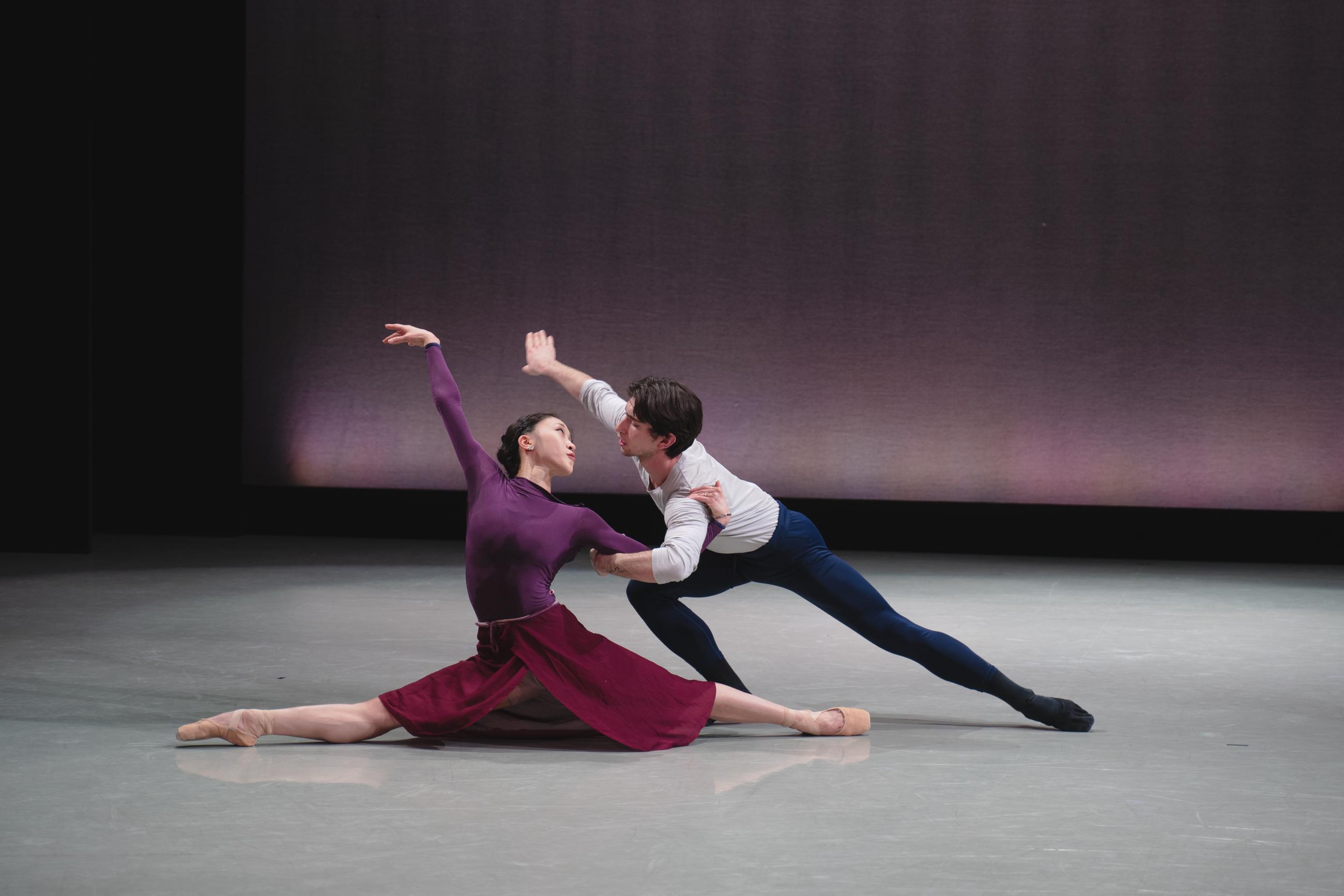 Minju Kang and Lorenzo Trossello in rehearsals for 1984. Photo Emily Nuttall