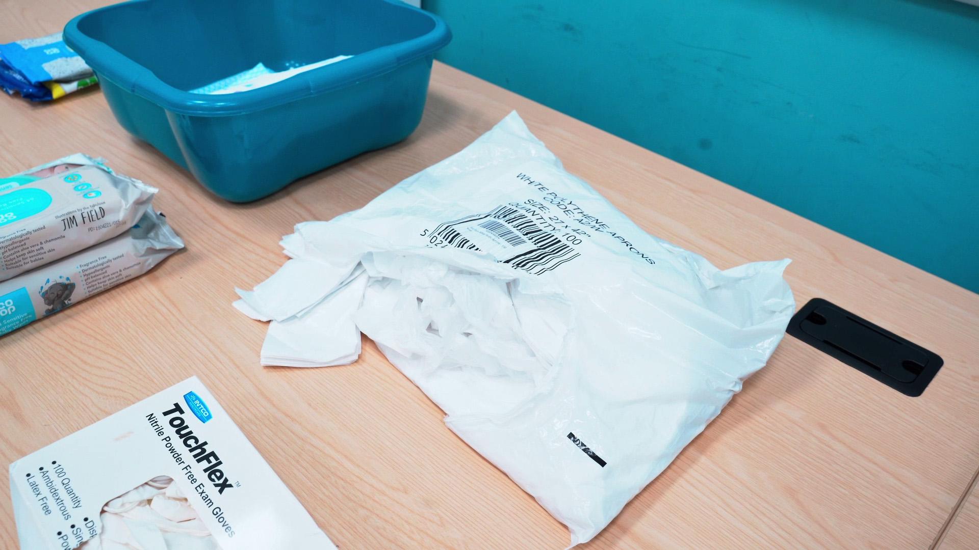 Cleaning and PPE within the changing room