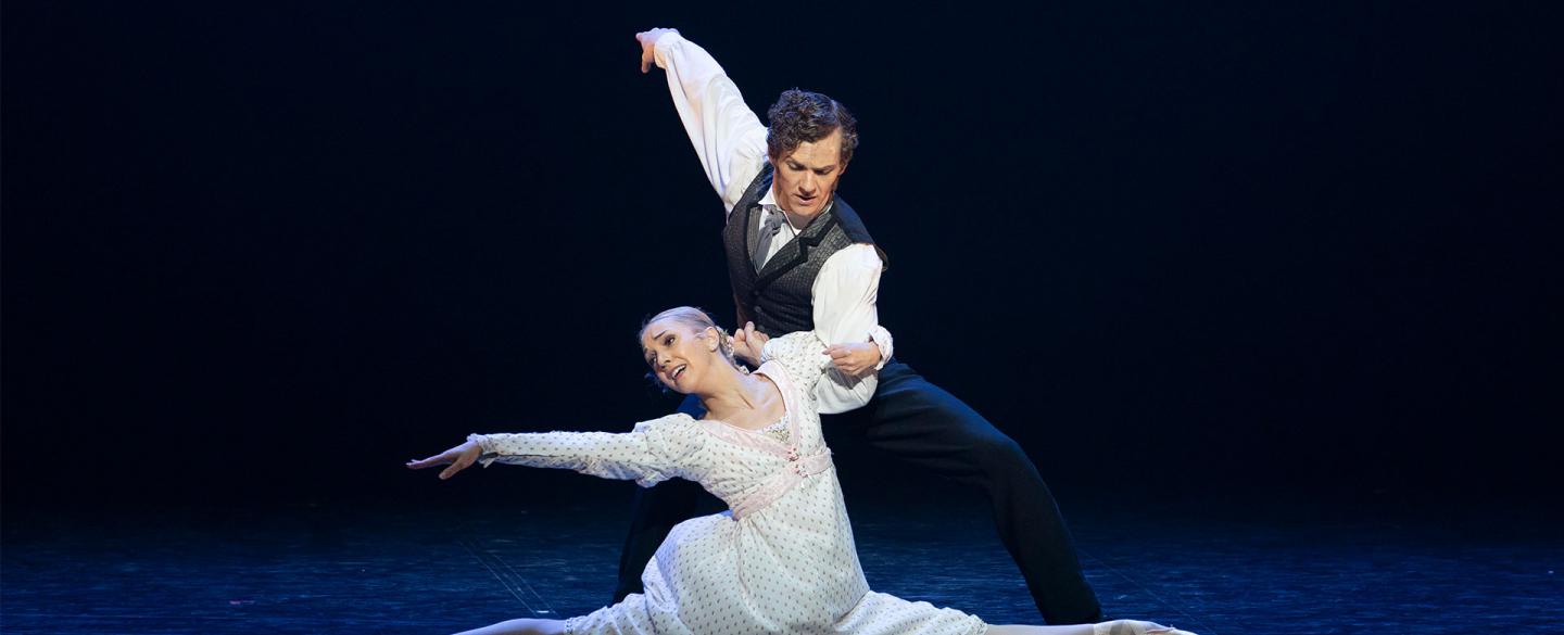 Jonathan Hanks and Antoinette Brooks-Daw perform a duet from A Christmas Carol in Northern Ballet's 50th Anniversary Celebration Gala. Photo Emma Kauldhar